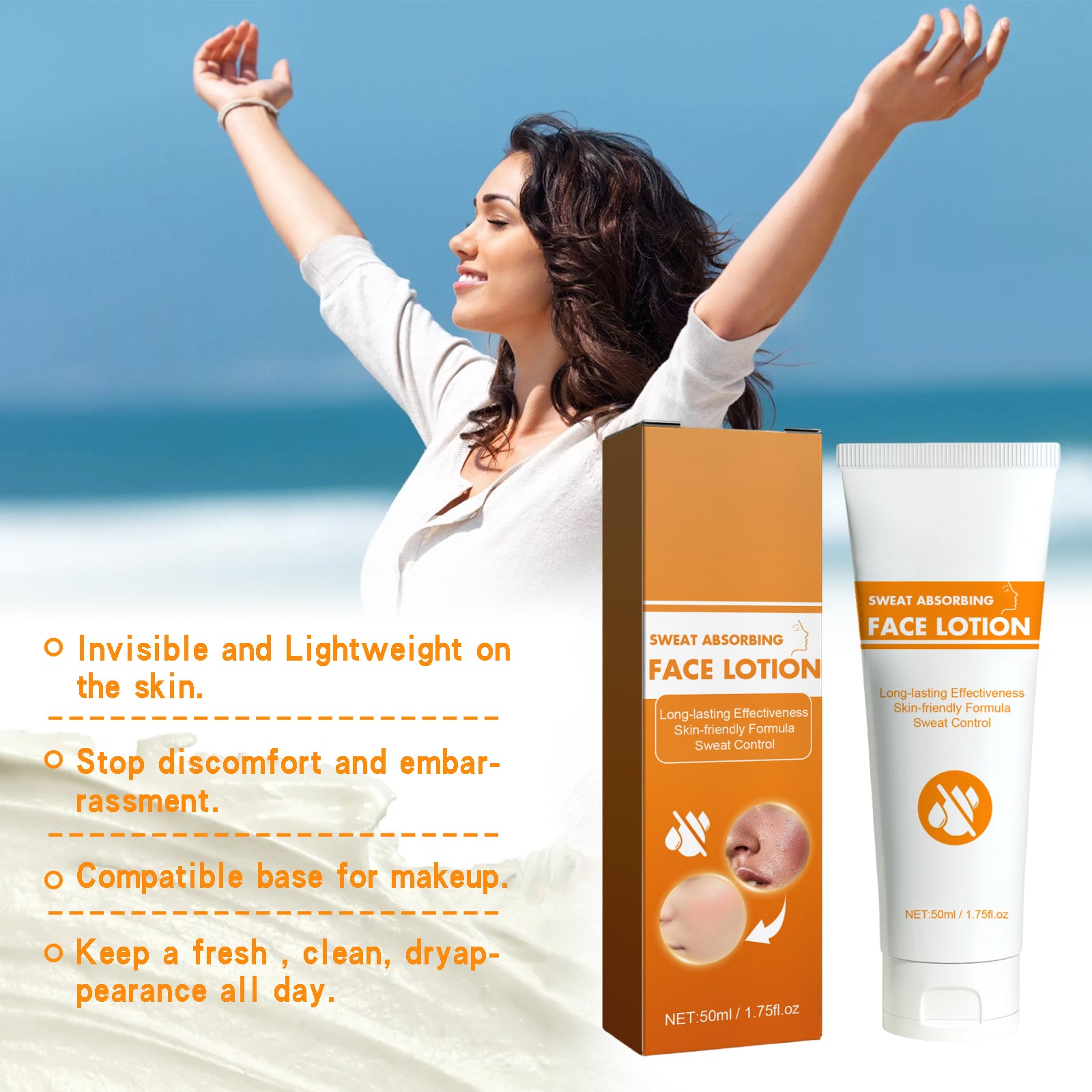 AMZ Facial Sweat-Absorbing Lotion Gently Cleanses The Facial Skin, Refreshing And Skin-Friendly, Long-Lasting Oil-Control, Facial Antiperspirant Lotion