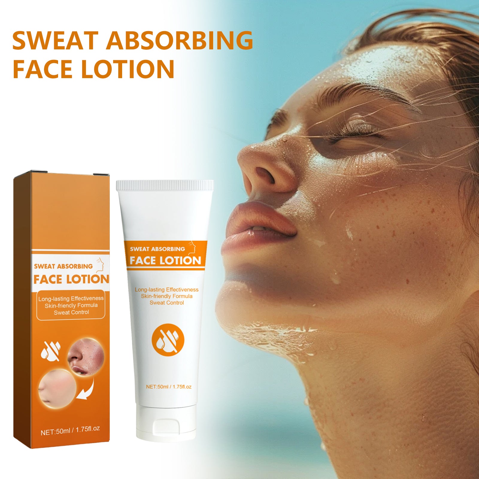 AMZ Facial Sweat-Absorbing Lotion Gently Cleanses The Facial Skin, Refreshing And Skin-Friendly, Long-Lasting Oil-Control, Facial Antiperspirant Lotion